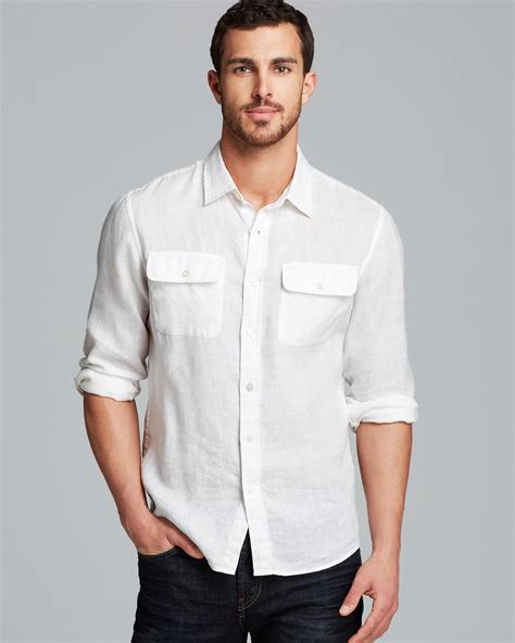 michael kors undershirts white men|Michael Kors men's linen shirt.